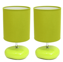 Simple Designs Stonies Small Stone Look Table Bedside Lamp (Set of 2) (Color: Green)