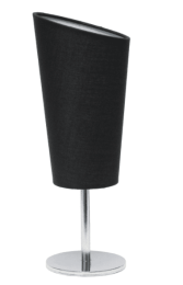 Simple Designs Mini Chrome Table Lamp with Angled Fabric Shade (Color: Black)