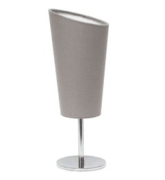 Simple Designs Mini Chrome Table Lamp with Angled Fabric Shade (Color: Grey)