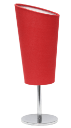 Simple Designs Mini Chrome Table Lamp with Angled Fabric Shade (Color: Red)