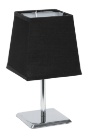 Simple Designs Mini Chrome Table Lamp with Squared Empire Fabric Shade (Color: Black)