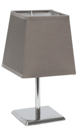 Simple Designs Mini Chrome Table Lamp with Squared Empire Fabric Shade (Color: Grey)