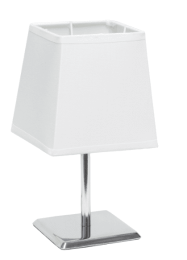 Simple Designs Mini Chrome Table Lamp with Squared Empire Fabric Shade (Color: White)