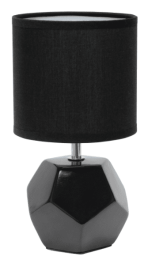 Simple Designs Round Prism Mini Table Lamp with Matching Fabric Shade (Color: Black)