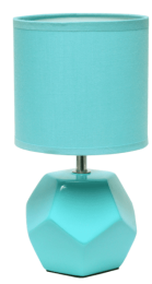 Simple Designs Round Prism Mini Table Lamp with Matching Fabric Shade (Color: Blue)