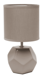 Simple Designs Round Prism Mini Table Lamp with Matching Fabric Shade (Color: Grey)