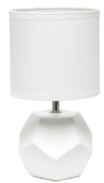 Simple Designs Round Prism Mini Table Lamp with Matching Fabric Shade (Color: White)