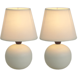 Simple Designs  Mini Ceramic Globe Table Lamp 2 Pack Set (Color: Off White)