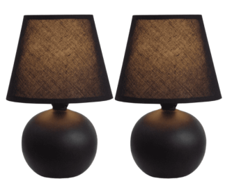 Simple Designs  Mini Ceramic Globe Table Lamp 2 Pack Set (Color: Black)