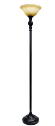 Elegant Designs 1 Light Torchiere Floor Lamp with Marbelized Glass Shade (Color: Restoration Bronze)
