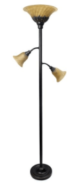 Elegant Designs 3 Light Floor Lamp with Scalloped Glass Shades (Color: Restoration Bronze)
