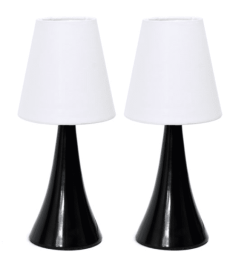 Simple Designs Valencia Colors Mini Touch Table Lamp Set with Fabric Shades (Set of 2) (Color: Black/White)