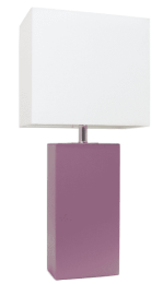Elegant Designs Modern Leather Table Lamp with White Fabric Shade (Color: Purple)