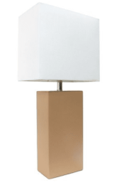Elegant Designs Modern Leather Table Lamp with White Fabric Shade (Color: Beige)