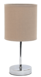 Simple Designs Chrome Mini Basic Table Lamp with Fabric Shade (Color: Chrome/Gray)