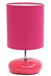 Simple Designs Stonies Small Stone Look Table Bedside Lamp (Color: Fuchsia/Pink)