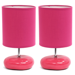 Simple Designs Stonies Small Stone Look Table Bedside Lamp (Set of 2) (Color: Fuchsia/Pink)