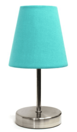 Simple Designs Sand Nickel Mini Basic Table Lamp with Fabric Shade (Color: Sand Nickel/Blue)