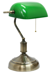 Simple Designs Executive Banker's Desk Lamp with Glass Shade (Color: Antique Nickel/Green)