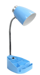 Limelights Gooseneck Organizer Desk Lamp with iPad Tablet Stand Book Holder (Color: Blue)