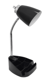 Limelights Gooseneck Organizer Desk Lamp with iPad Tablet Stand Book Holder and USB port (Color: Black)