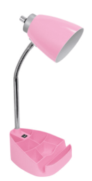 Limelights Gooseneck Organizer Desk Lamp with iPad Tablet Stand Book Holder and USB port (Color: Pink)
