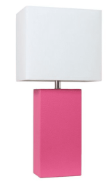 Elegant Designs Modern Leather Table Lamp with White Fabric Shade (Color: Hot Pink/White Shade)