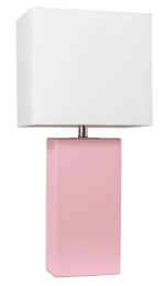Elegant Designs Modern Leather Table Lamp with White Fabric Shade (Color: Pink/White Shade)