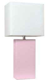Elegant Designs Modern Leather Table Lamp with White Fabric Shade (Color: Blush Pink/White Shade)