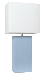 Elegant Designs Modern Leather Table Lamp with White Fabric Shade (Color: Periwinkle/White Shade)