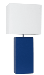 Elegant Designs Modern Leather Table Lamp with White Fabric Shade (Color: Blue/White Shade)