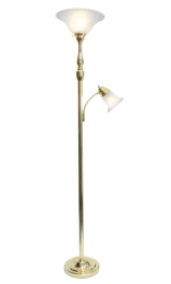 Elegant Designs 2 Light Mother Daughter Floor Lamp with White Marble Glass (Color: Gold)