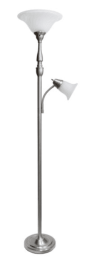 Elegant Designs 2 Light Mother Daughter Floor Lamp with White Marble Glass (Color: Brushed Nickel)