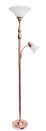Elegant Designs 2 Light Mother Daughter Floor Lamp with White Marble Glass (Color: Rose Gold)