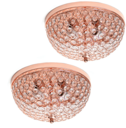 Elegant Designs 2 Light Elipse Crystal Flush Mount Ceiling Light (Color: Rose Gold)