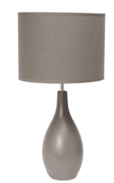 Simple Designs Oval Bowling Pin Base Ceramic Table Lamp (Color: Gray)