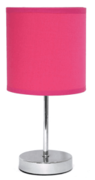 Simple Designs Chrome Mini Basic Table Lamp with Fabric Shade (Color: Hot Pink)