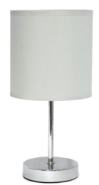 Simple Designs Chrome Mini Basic Table Lamp with Fabric Shade (Color: Slate Gray)