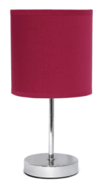 Simple Designs Chrome Mini Basic Table Lamp with Fabric Shade (Color: Wine)