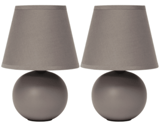 Simple Designs  Mini Ceramic Globe Table Lamp 2 Pack Set (Color: Gray)