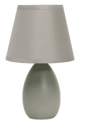 Simple Designs Mini Egg Oval Ceramic Table Lamp (Color: Gray)