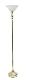 Elegant Designs 1 Light Torchiere Floor Lamp with Marbleized Glass Shade (Color: Gold/White Shade)