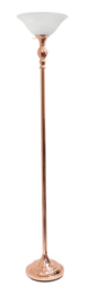 Elegant Designs 1 Light Torchiere Floor Lamp with Marbleized White Glass Shade (Color: Rose Gold/White Shade)