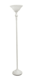 Elegant Designs 1 Light Torchiere Floor Lamp with Marbleized White Glass Shade (Color: White/White Shade)