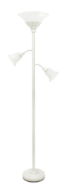 Elegant Designs 3 Light Floor Lamp with Scalloped Glass Shades (Color: White/White Shades)