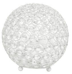 Elegant Designs Elipse 8 Inch Crystal Ball Sequin Table Lamp (Color: White)