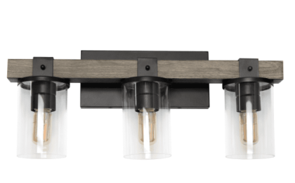 Elegant Designs Industrial Rustic Lantern Restored Wood Look 3 Light Bath Vanity (Color: Gray)