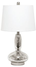 Lalia Home Glass Dollop Table Lamp with White Fabric Shade (Color: Mercury)