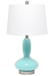 Lalia Home Glass Dollop Table Lamp with White Fabric Shade (Color: Seafoam)