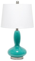 Lalia Home Glass Dollop Table Lamp with White Fabric Shade (Color: Teal)